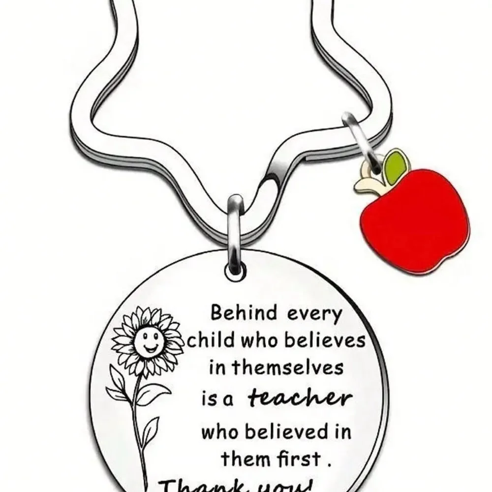 Inspirational Teacher Necklace with Apple Charm